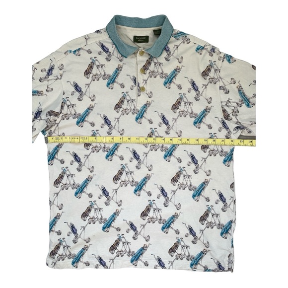Dockers Golf Polo, White/ Aqua, Size Medium - Picture 4 of 6